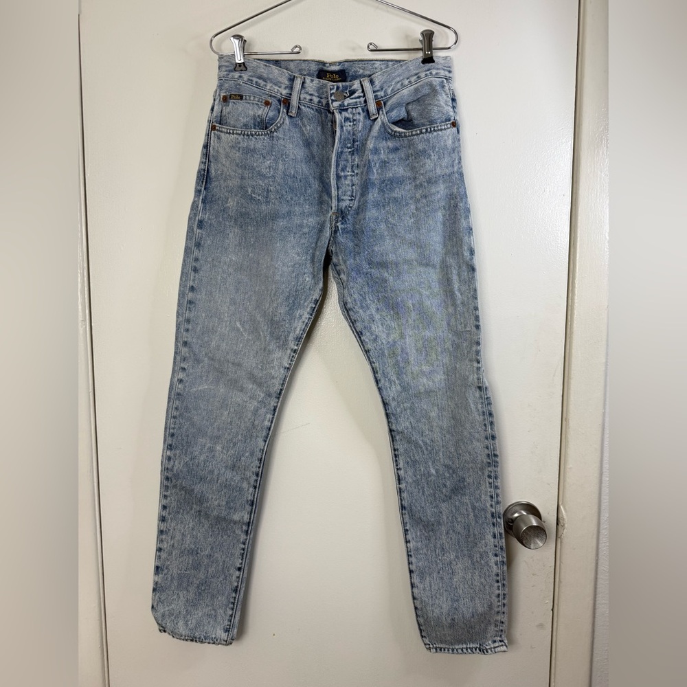 Polo Ralph Lauren, Callen high-rise slim light acid wash style blue jeans 28